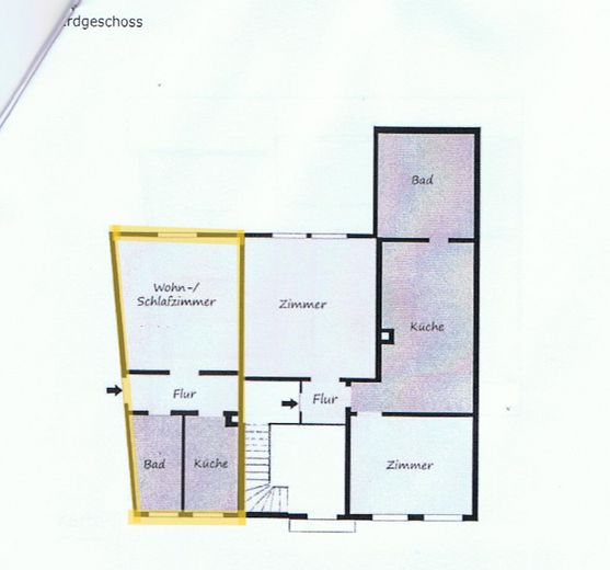 1-room apartment with its own entrance in a central location in Goslar – Grundriss 1-Zimmer Whg EG