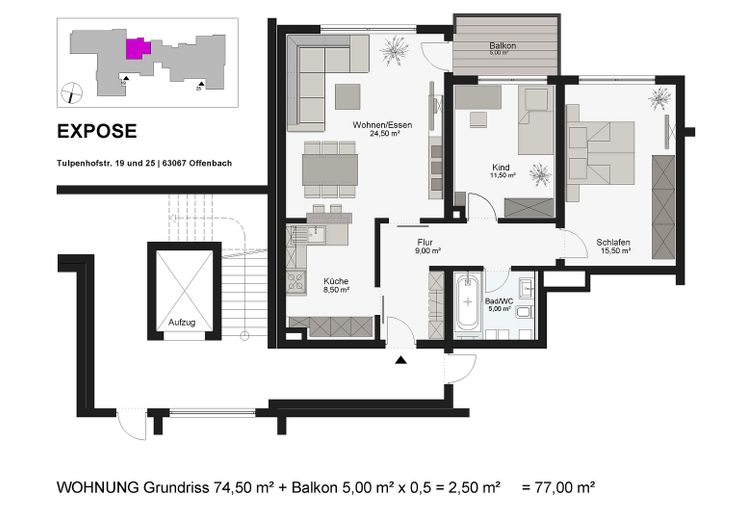 3 ODA DAİRESİ OFFENBACH WESTEND'DE MUTLAK EN İYİ KONUMDA – Foto 16