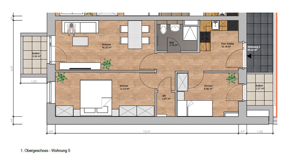 Grundriss Whg. 5 Beispiel
