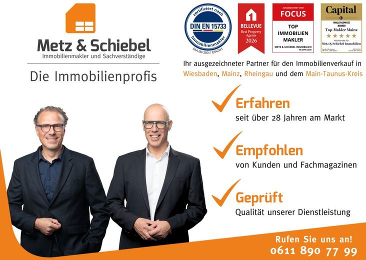 Seltene Gelegenheit!
Nerotal: 116 m² in bester Lage von Wiesbaden! 4 Zi, 2 Bäder, 2 Balkone, Garage – Metz &amp; Schiebel Immobilien