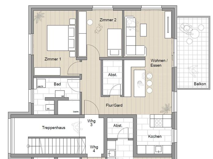 3 Zimmerwohnung, 79,95m², Whg. A3, Ihr neues Zuhause im Neubauvorhaben in der Burgstraße in Tunsel – Grundriss Wohnung
