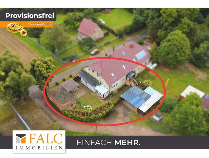 Provisionsfrei: Doppelhaushälfte mit viel Platz, Garten und Gestaltungspotenzial – Luftaufnahme 1