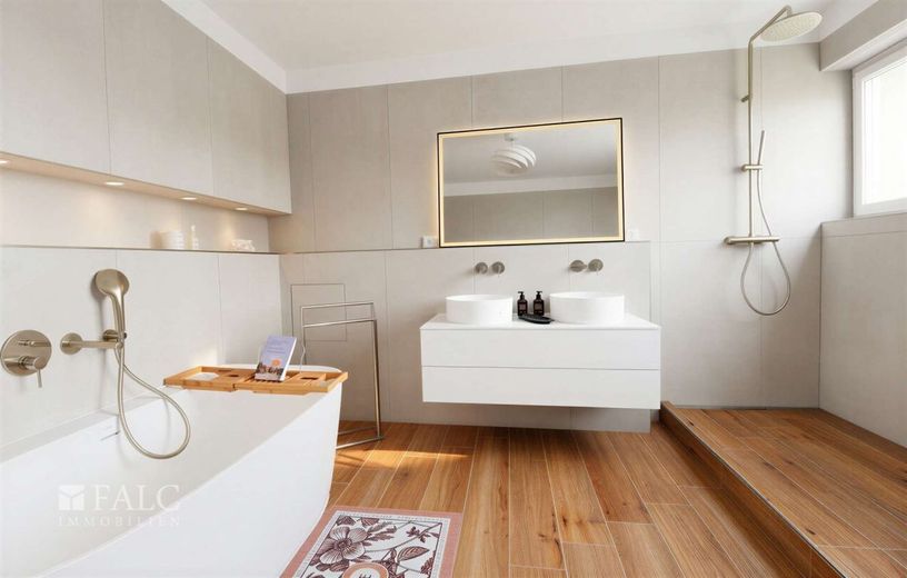 Komplett renovierte Luxus Maisonette im Grünen – Bad unten
