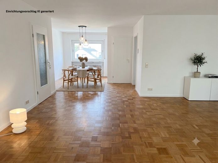 Przestronne, świeżo wyremontowane mieszkanie 3,5-pokojowe o powierzchni 115 m², z dużym balkonem, garażem i miejscem parkingowym – Esszimmer eingerichtet KI