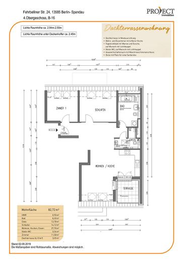 Dachterrasse, 2 Bäder & Aufzug – moderne 3-Zimmer-Wohnung provisionsfrei – Grundriss
