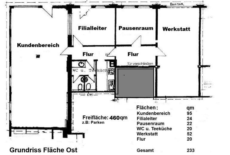 Retail space with workshop and open area in Reutlingen (formerly Enterprise Rent a Car) – Grundriss
