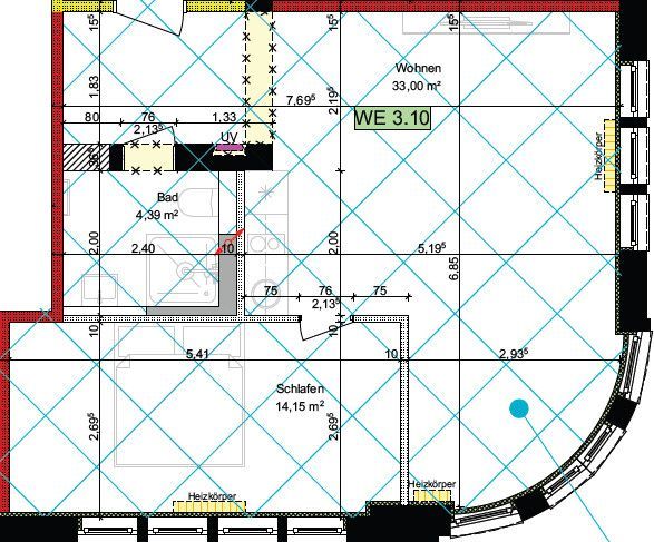 Sanierte 2-ZKB mit EBK am Beethovenplatz, perfekte City-Lage – Grundriss WHG 3.10