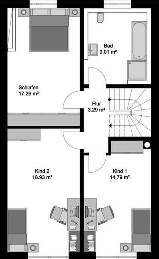 Qualität zum attraktiven Preis: Geräumiges Neubau-Reihenmittelhaus in Obing/Frabertsham – OBERGESCHOSS