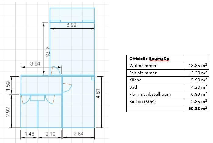 Provisionsfrei: Vermietete 2-Zimmer-Kapitalanlage – Grundriss