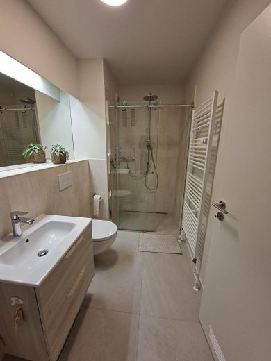 Immo F 261019 – Bad;  Walk- in-Dusche Handtuch