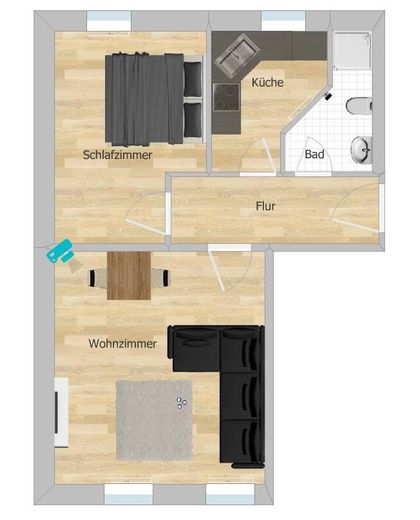 2-Zimmer Dachgeschoss Wohnung – Grunsriss