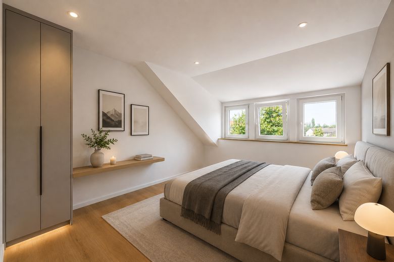 Piso de 2 habitaciones reformado con alta calidad | 47,5 m² | cocina nueva | sin comisión – Schlafzimmer möbliert
