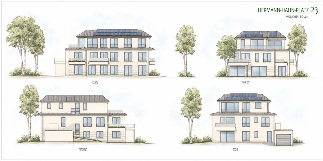 Neubau: Luxuriöse 4-Zimmer Maisonette-Wohnung mit Garten in München Solln – Ansichten