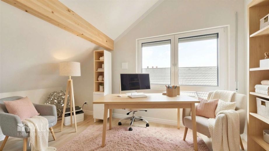 Neuwertige Doppelhaushälfte aus 2023 mit Garten – Zimmer - (KI generiert)