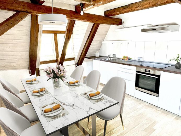 Wohnküche möbliert