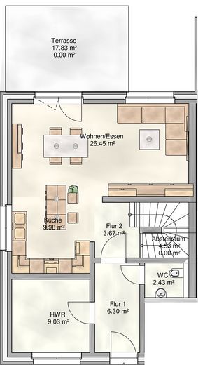 Nowo wybudowany segment domu dwurodzinnego o powierzchni 165 m² | 6 pokoi | 2 łazienki | ogród | chłodzenie | Smart Home – Doppelhaus 2: EG