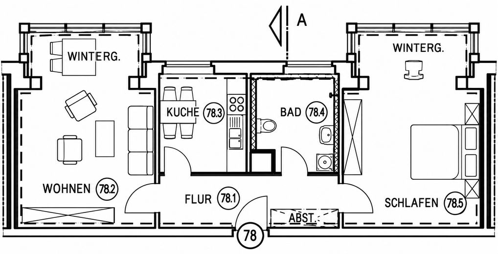 Luminoso apartamento de 2 habitaciones en la 1.ª planta – Brandenburgische Straße 9, 15806 Zossen OT Wünsdorf – Grundriss 1. OG mitte