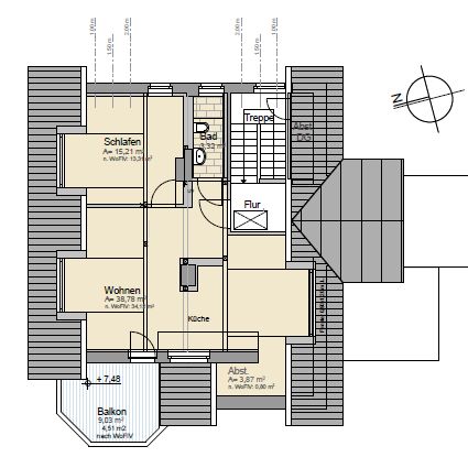 Mehrfamilienhaus mit 4 Eigentumswohnungen und separatem Bauplatz – Grundriss Dachgeschoss