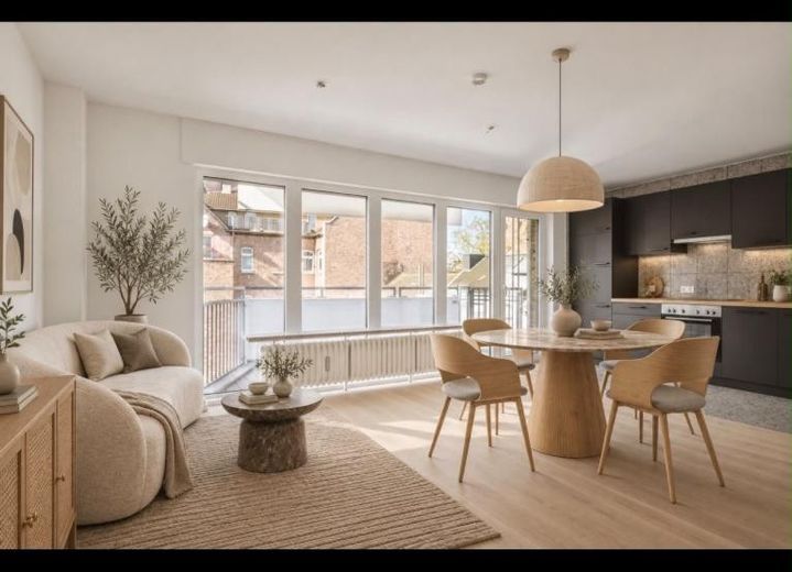 Möbliertes Zimmer in neuer 2er-WG, Erstbezug nach Renovierung, Zentrum Aachen – Visualisierung Wohnzimmer