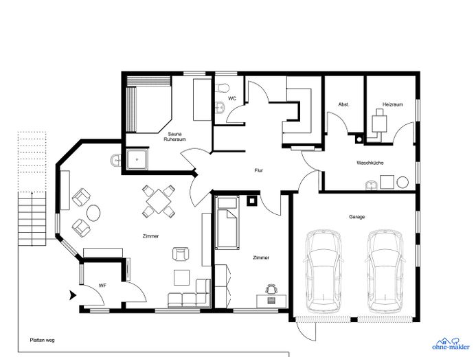 Casa con molta luce, spazio e vista. Adatta anche come casa intergenerazionale o con studio professionale. – Grundriss EG