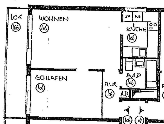 Vermietete 2-Zimmer-Wohnung mit Balkon und Fernblick – attraktive Kapitalanlage in Delmenhorst – Grundriss – 47 m² Wohnfläche