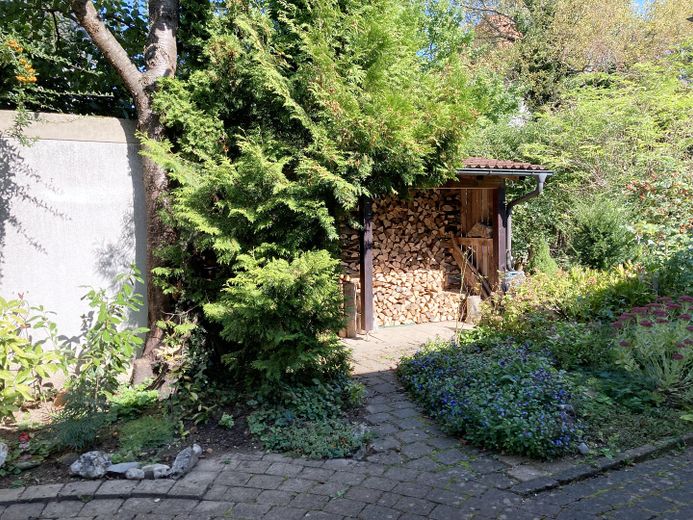 Lichtdurchflutetes Architektenhaus in innenstadtnaher & ruhiger Sackgassenlage mit großem Garten – Holzunterstand