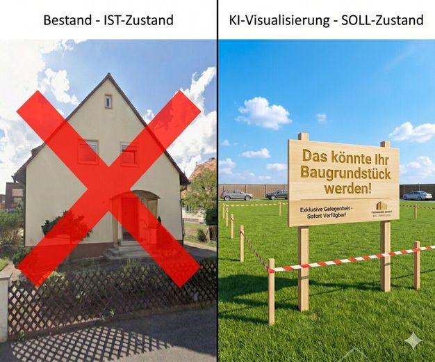 Seltene Gelegenheit: Baugrundstück mit Abrisshaus und großen Garten in Stein-Unterweihersbuch – Baugrundstück Stein Vorher-Nachher 003