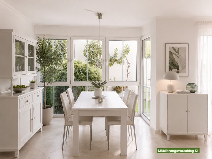 Ruhige 3/4-Zi-Gartenmaisonette (85qm Wfl+60qm Nfl+150 Garten), Privateingang, TOPLAGE Waldtrudering – Esszimmer im Wintergarten