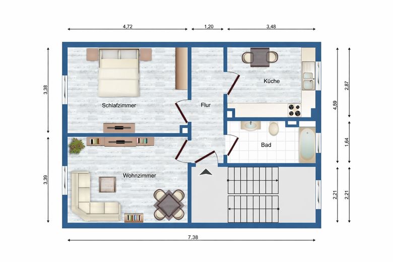 2–4 Zimmer im Grünen – Ziegendorf ab 449 € warm - all inkl. – Grundriss 2-RMW