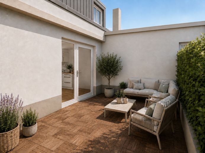 5% di ammortamento fiscale - Vivere con stile su 92 m² o affittare con rendimento – The Middle Apartment – Dachterrasse