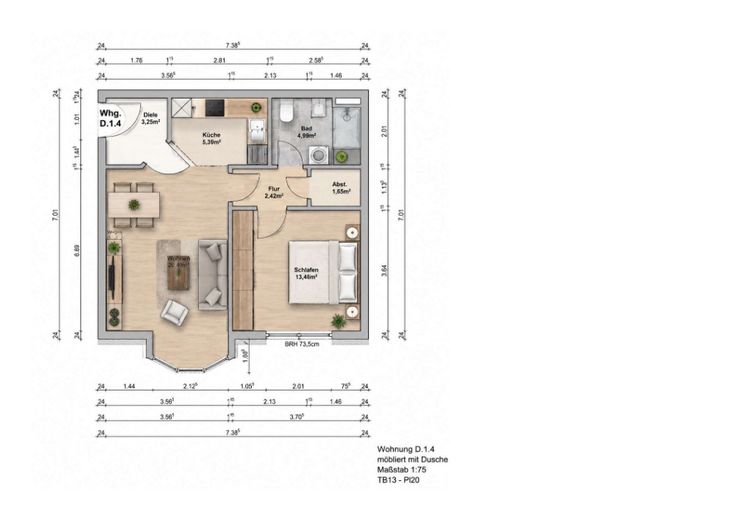 Appartamento ristrutturato di recente con 2 locali/cucina componibile/doccia a filo pavimento/libero dal 01.09.2026 – Grundriss