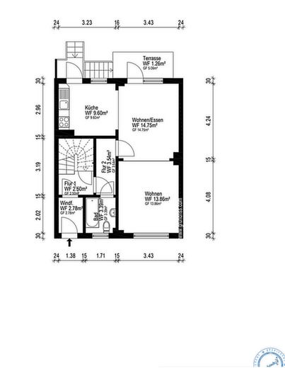 Plenty of space for the whole family – renovated terraced house, available for immediate occupancy & commission-free – Grundriss EG