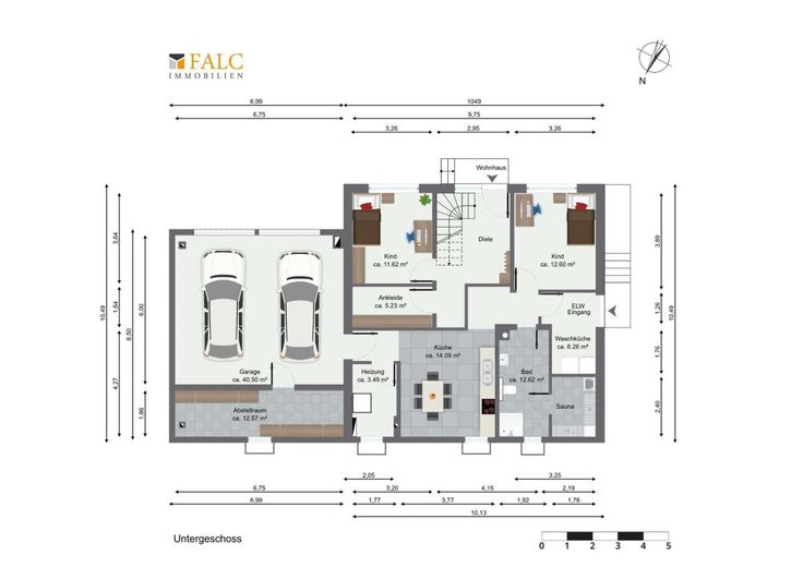"Wohnen mit Weitblick: Einfamilienhaus mit großem Garten in traumhafter Lage" - FALC Immobilien HN – Grundriss Untergeschoss