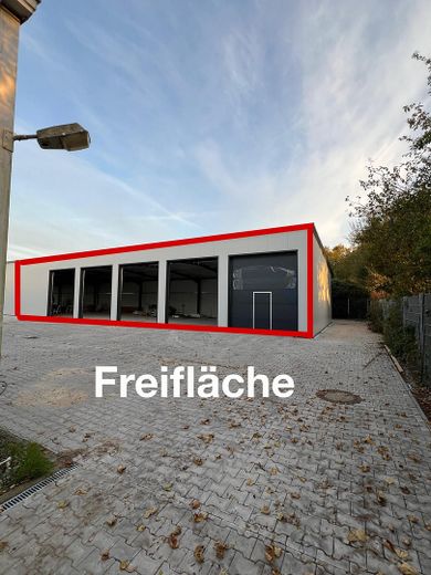 Halle , Lager , Werkstatt , Garage , Stellplatz für Boote , Yachten , Oldtimer, Wohnmobile 84 m² – Freifläche vor den Lagern