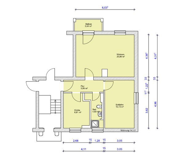 2-Raum Wohnung / Stadtfeld West / 62m² – Foto 9