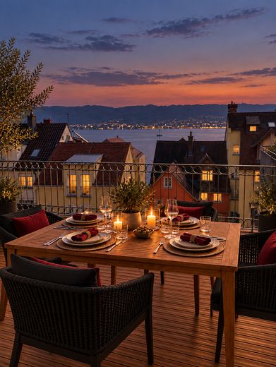 Insel-Wohnung mit Seeblick – Abendstimmung