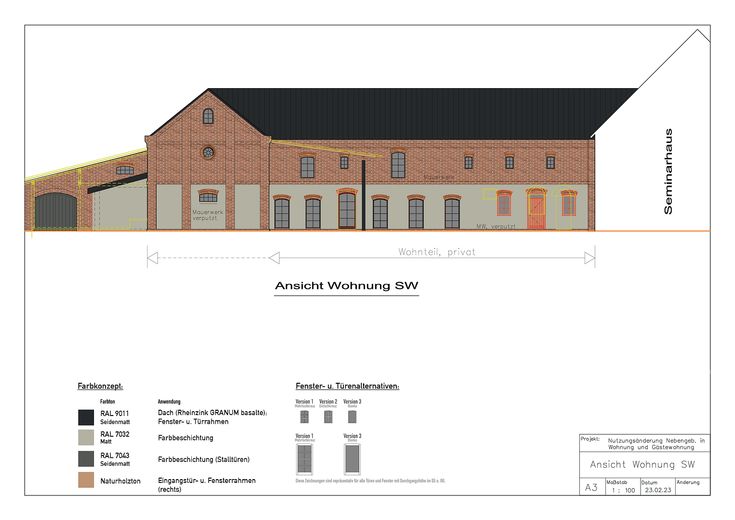 Historic three-sided farmstead with planning permission for residential use & guest accommodation along the Green Belt – Ansicht Umbau: Wohnteil (Hof)