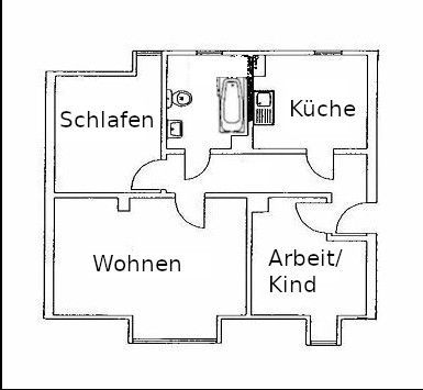 3 Raum Wohnung in Grpoitzsch – Grundriss