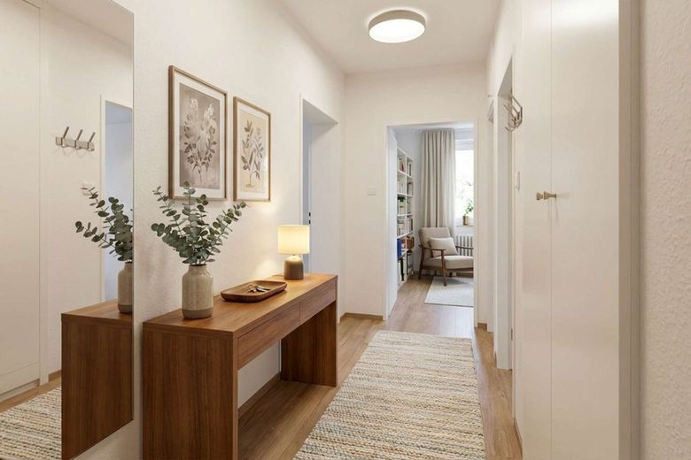 Vermietete 3-Zimmer-Wohnung mit Südwest-Balkon in Frankfurt-Ginnheim – Flur - digital nachbearbeitet aus Privatsphäregründen