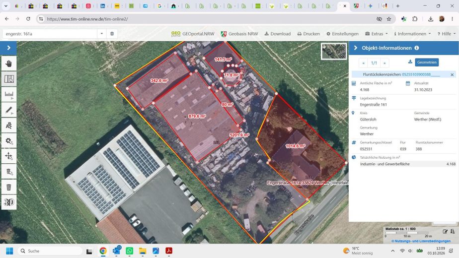 Magazzino + capannone di produzione + edificio adibito a uffici + edificio accessorio + area libera + edificio plurifamiliare + inventario – Maße & Daten timonline