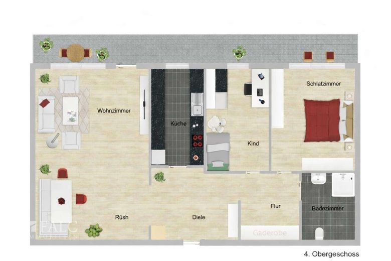 Attraktive 3-Zimmer-Wohnung mit großem Balkon und Weitblick im Wohnpark Bergheim – Grundriss