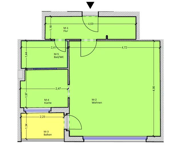 Saniertes und möbliertes 1-Zimmer-Wohnung – Grundriss