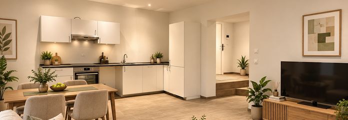 Modern wonen in Stuttgart-West | 53 m² | Inbouwkeuken | Vloerverwarming | Energetisch gerenoveerd – Wohnzimmer Beispiel