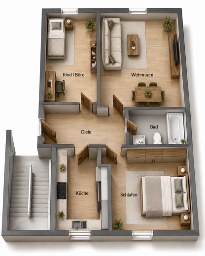 Gepflegte 3-Zimmer-Dachgeschosswohnung in Mönchengladbach-Venn – Grundriss
