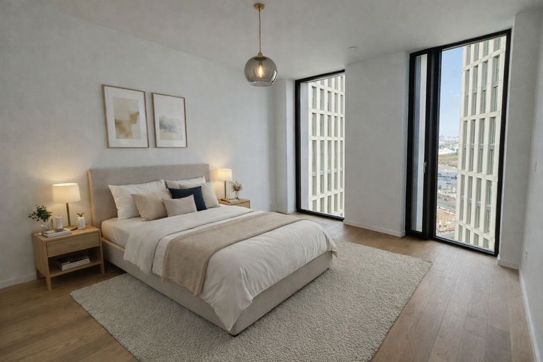 شقة فاخرة مع تبريد نشط، لوجيا وتراس على السطح – حي هافنبارك – Schlafzimmer - Visualisierung