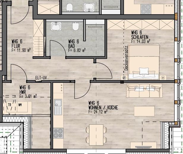 Hochwertige Wohnung mit Wärmepumpe & Einbauküche - Neubau KfW-40 Erstbezug Innenstadt Diepholz – Wohnung 57m2