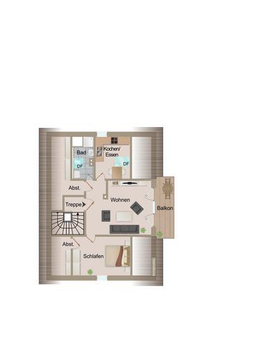Provisionsfrei! Gut vermietete 2-Zimmer-DG-Wohnung mit Balkon in ruhiger Ortsrandlage von Sasbach – Wohnungsgrundriss