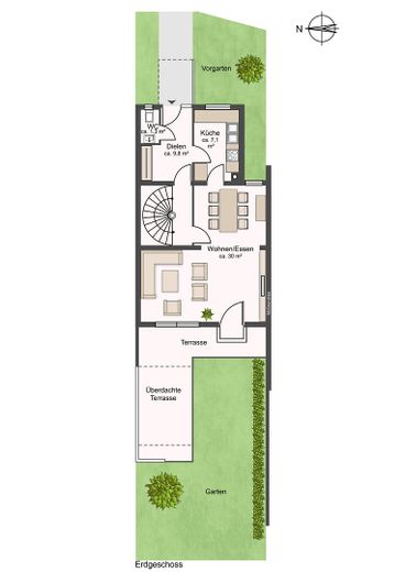 Casa a schiera centrale tranquilla a Neukeferloh - 5 locali + locale hobby + garage – Grundriss Erdgeschoss