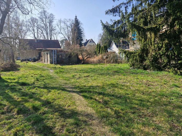 Wohlfühllage: Malerisches Baugrundstück – Blick vom hinteren Grundstück nach vorne