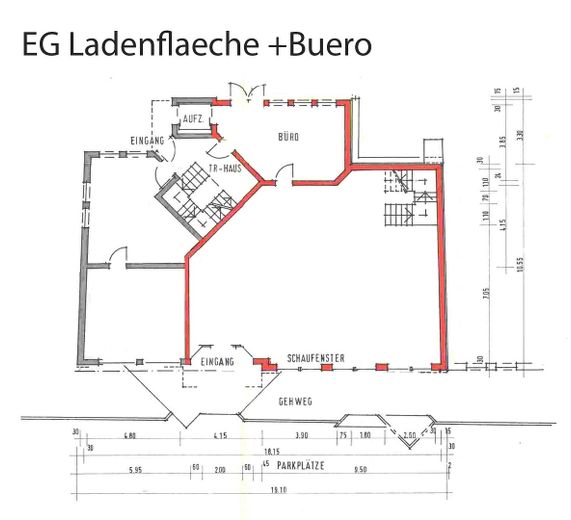 Grundriss EG Laden + Buero